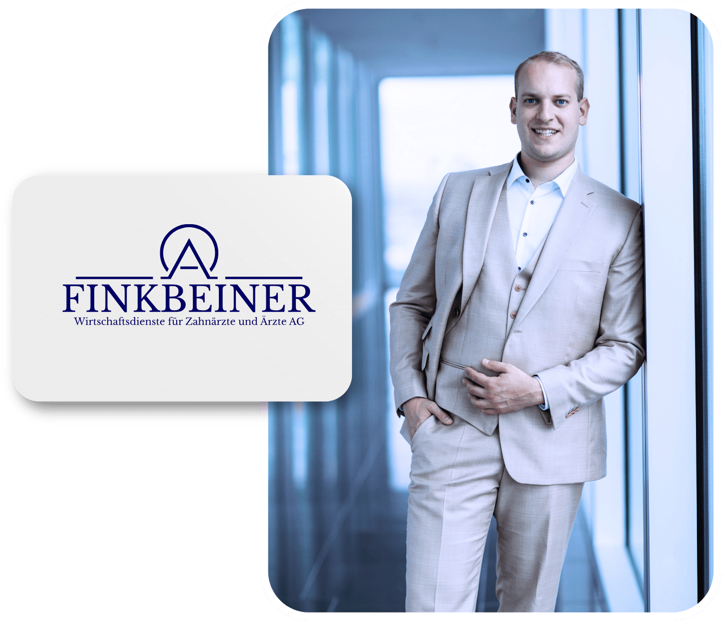 Robert Finkbeiner im Anzug geschäftlich unterwegs